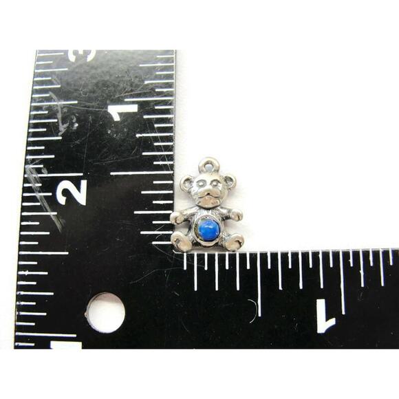 925 Lapis Bear Sterling Silver Pendant Charm Patina Vintage - Picture 7 of 8